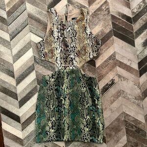 Naven snakeskin colorful contrast mini dress